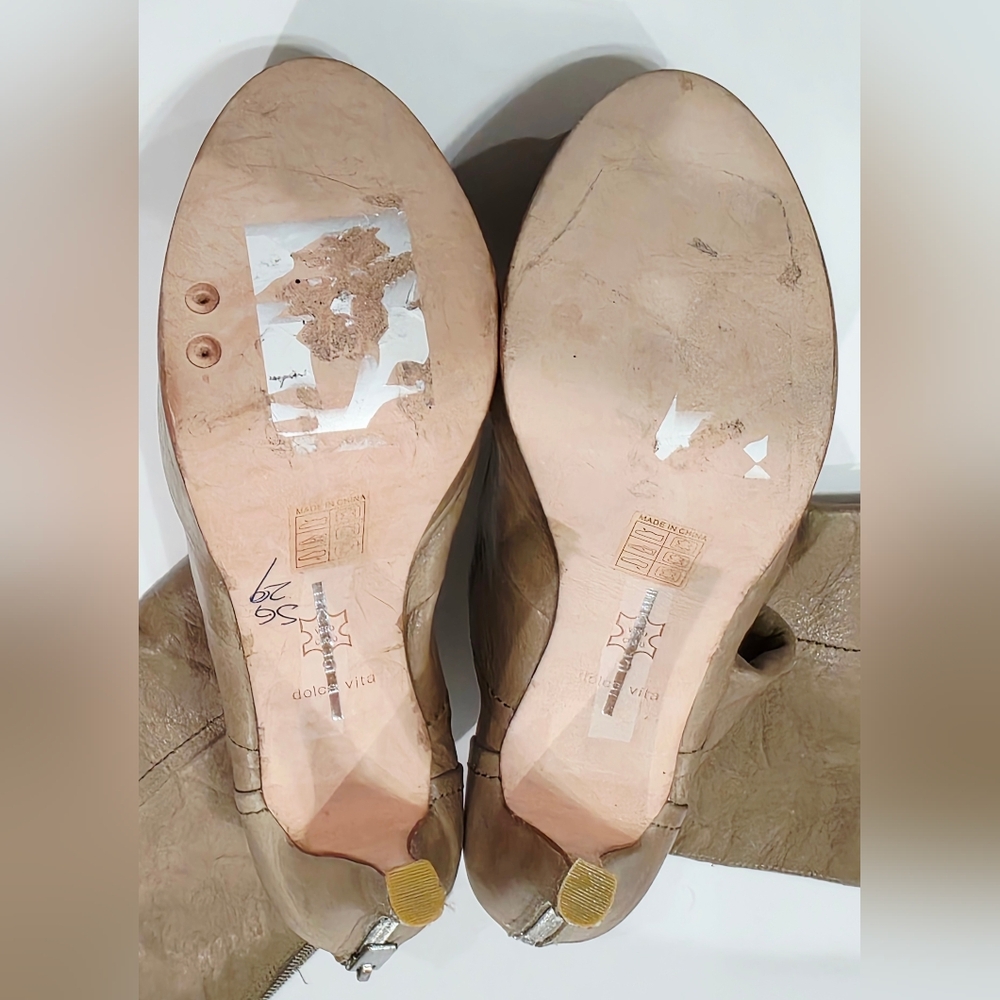 Dolce Vita TAN Leather Boot Knee High Tall Heel Silver Zipper Stiletto 9 M New - Picture 11 of 16